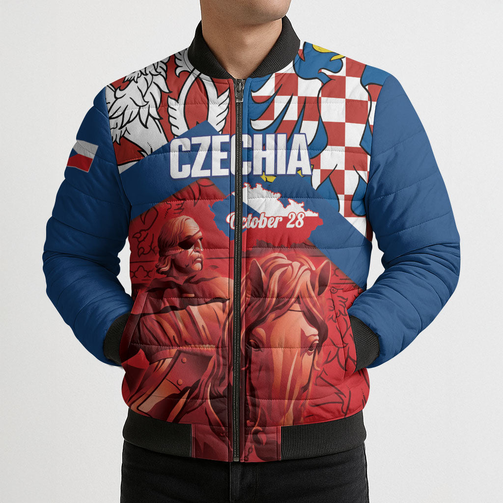 Personalized Czech Independence Day Bomber Puffer Jacket October 28 Vitkov National Monument