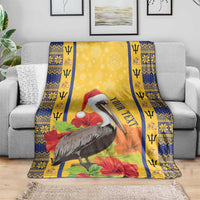 Personalized Barbados Christmas Blanket Bajan Xmas Brown Pelican Santa - Wonder Print Shop