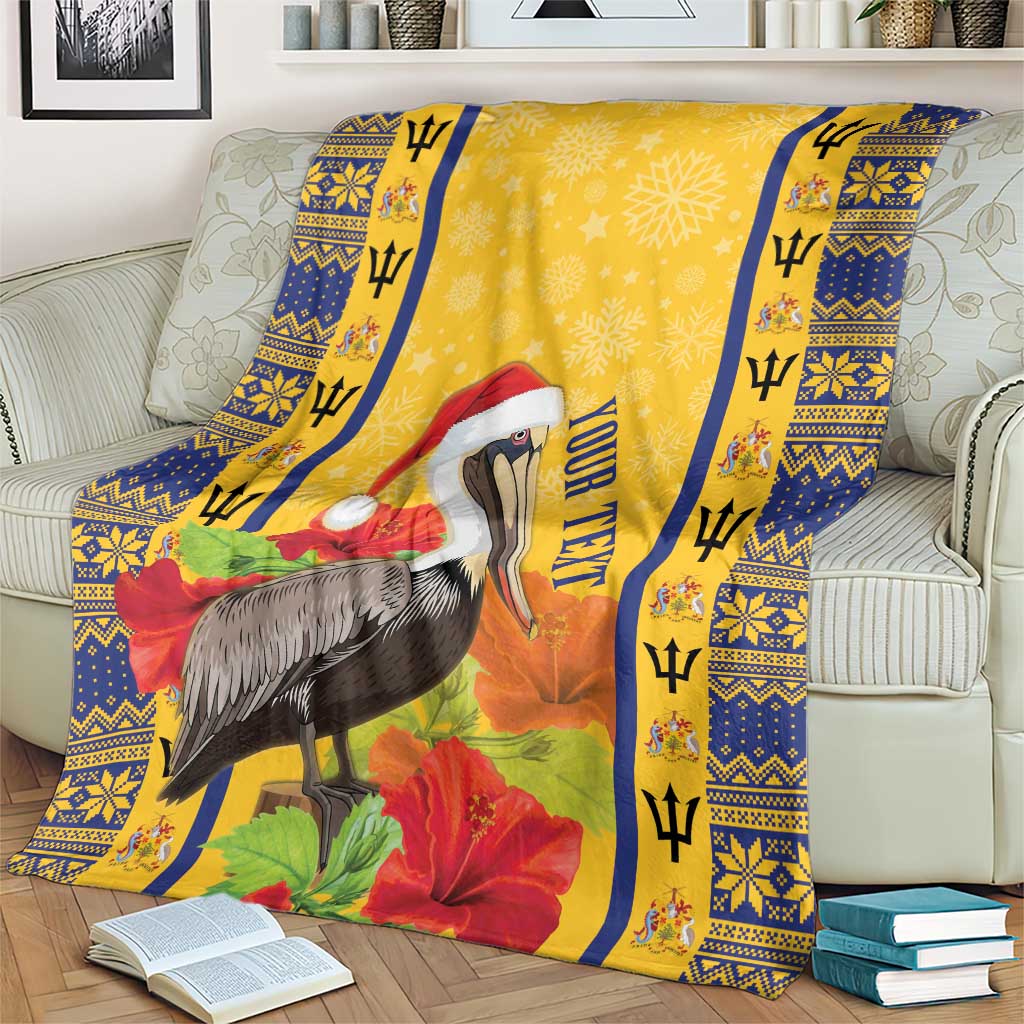 Personalized Barbados Christmas Blanket Bajan Xmas Brown Pelican Santa - Wonder Print Shop