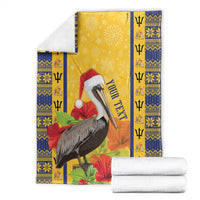 Personalized Barbados Christmas Blanket Bajan Xmas Brown Pelican Santa - Wonder Print Shop