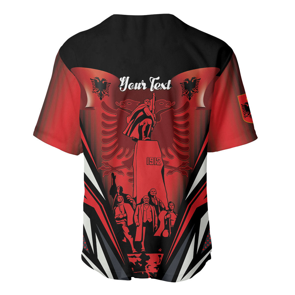 Dita e Flamurit Albania Personalised Baseball Jersey Independence Monument Black Double-headed Eagle