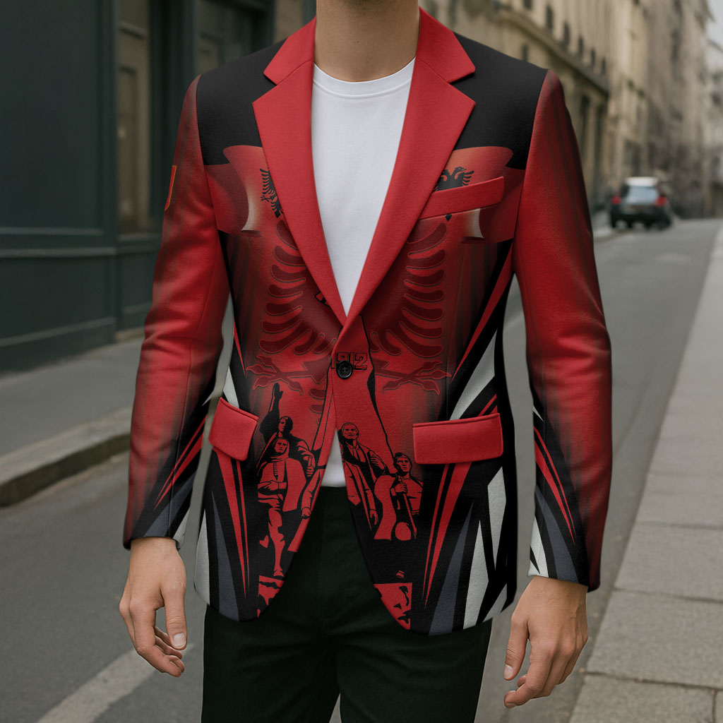 Dita e Flamurit Albania Personalised Blazer Independence Monument Black Double-headed Eagle