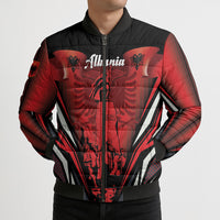 Dita e Flamurit Albania Personalised Bomber Puffer Jacket Independence Monument Black Double-headed Eagle
