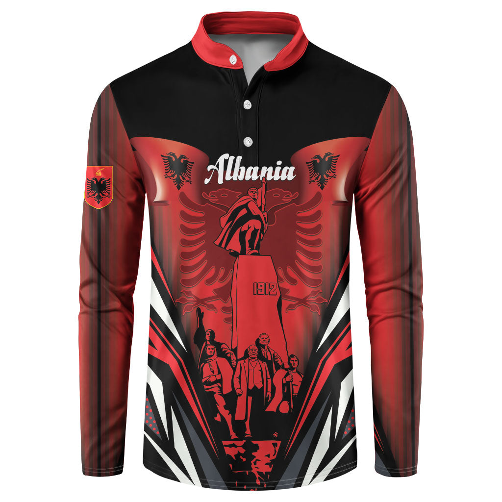 Dita e Flamurit Albania Personalised Button Sweatshirt Independence Monument Black Double-headed Eagle
