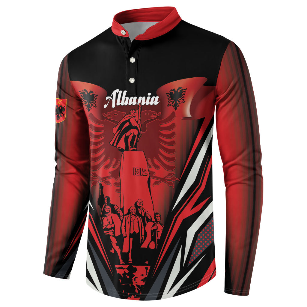Dita e Flamurit Albania Personalised Button Sweatshirt Independence Monument Black Double-headed Eagle