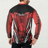 Dita e Flamurit Albania Personalised Button Sweatshirt Independence Monument Black Double-headed Eagle