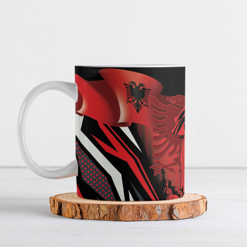 Dita e Flamurit Albania Ceramic Mug Independence Monument Black Double-headed Eagle