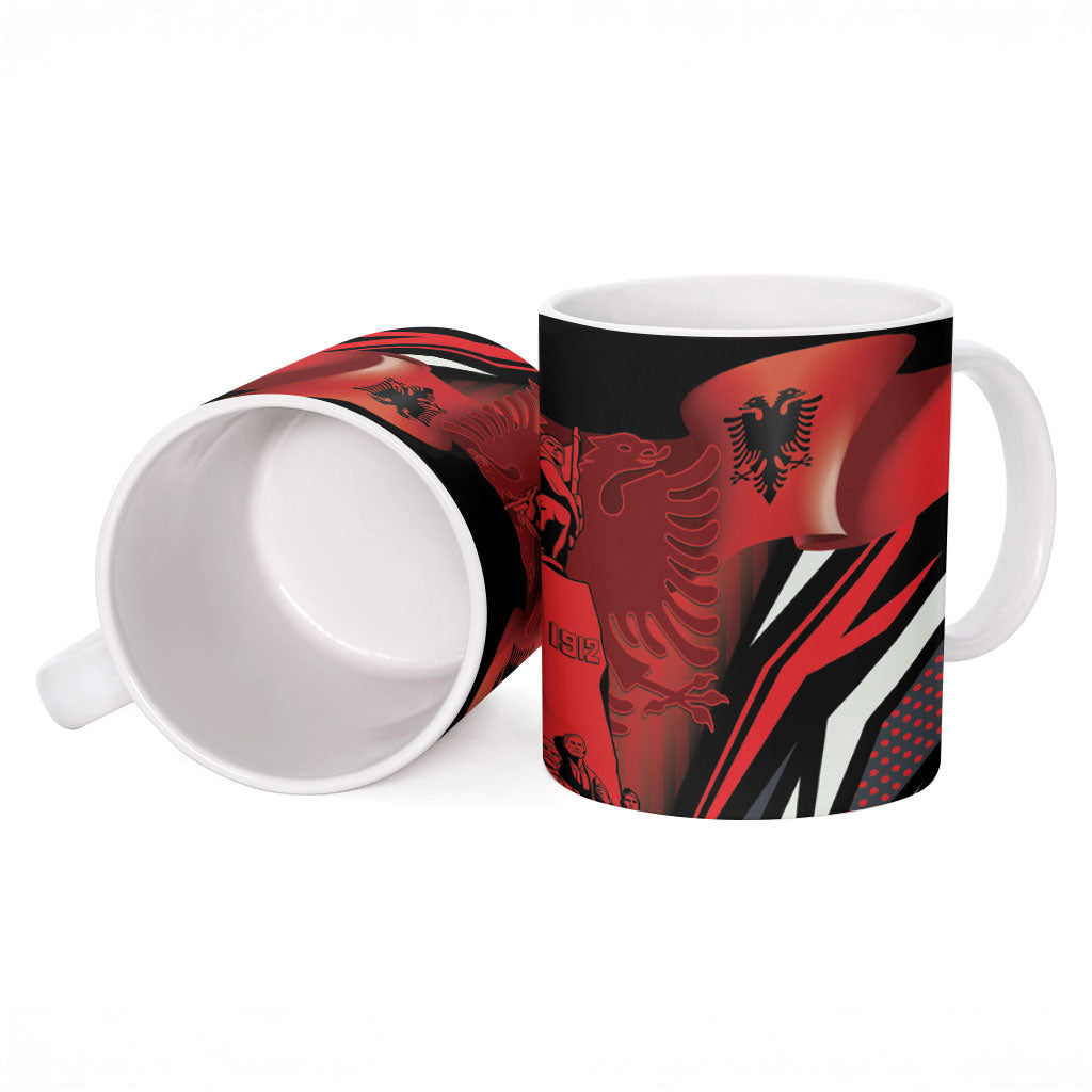 Dita e Flamurit Albania Ceramic Mug Independence Monument Black Double-headed Eagle