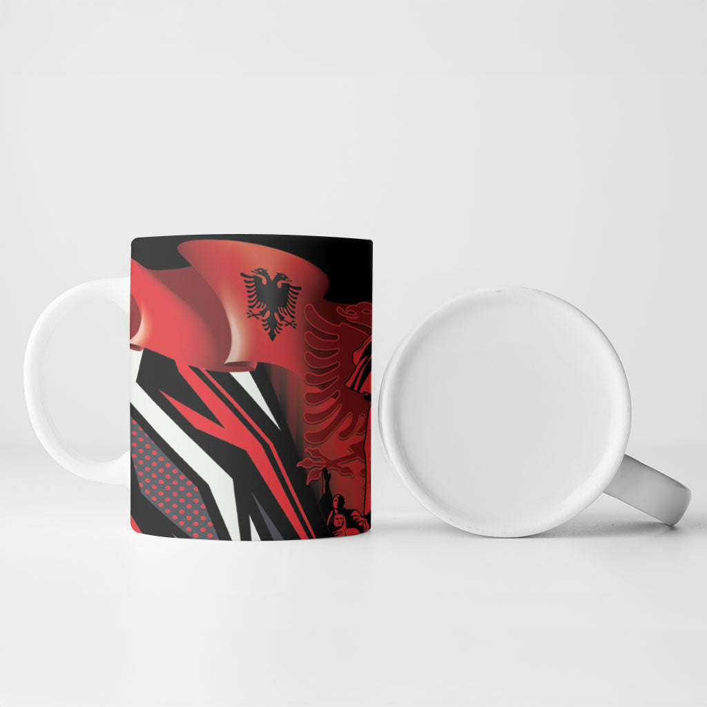 Dita e Flamurit Albania Ceramic Mug Independence Monument Black Double-headed Eagle