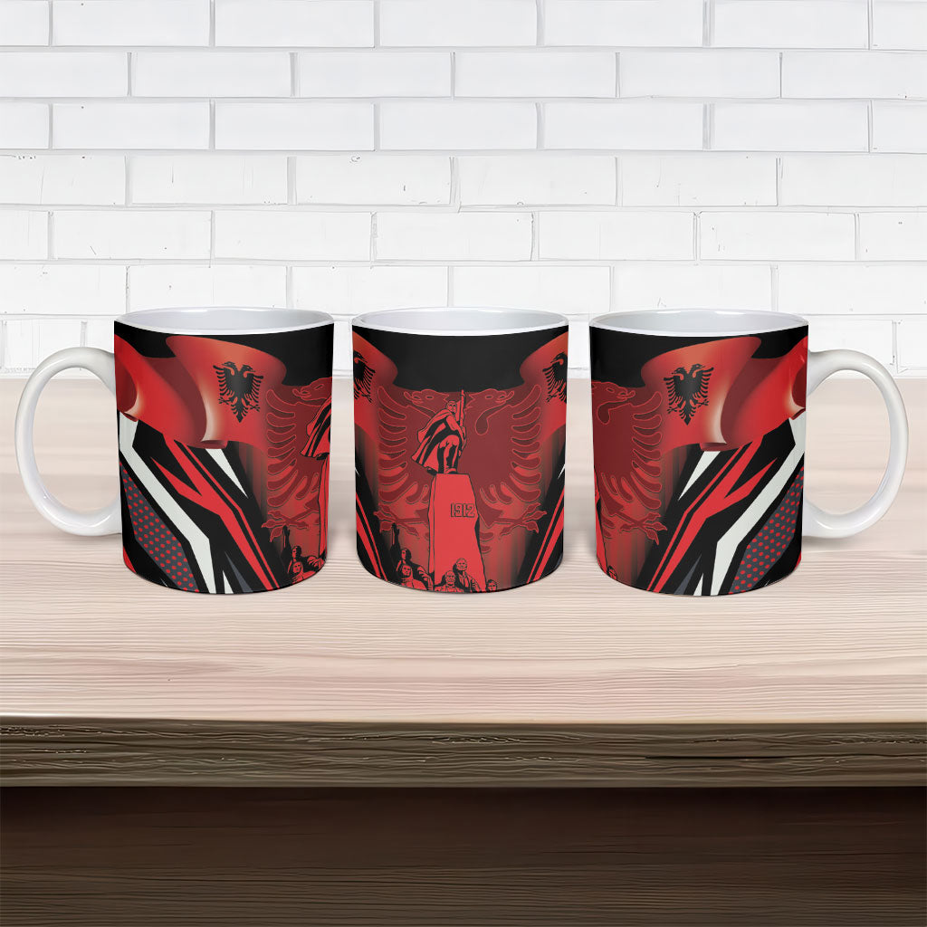 Dita e Flamurit Albania Ceramic Mug Independence Monument Black Double-headed Eagle