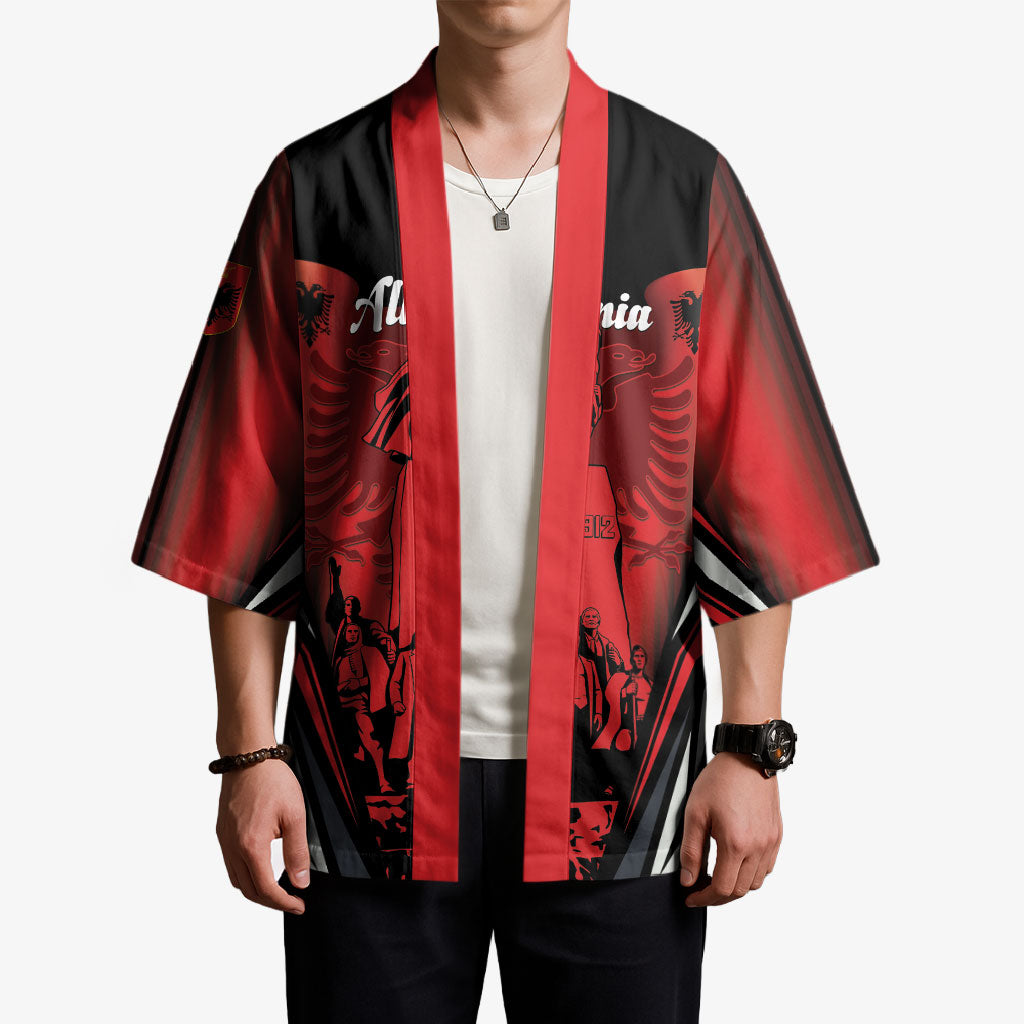 Dita e Flamurit Albania Personalised Kimono Independence Monument Black Double-headed Eagle