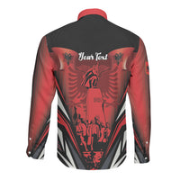 Dita e Flamurit Albania Personalised Long Sleeve Button Shirt Independence Monument Black Double-headed Eagle