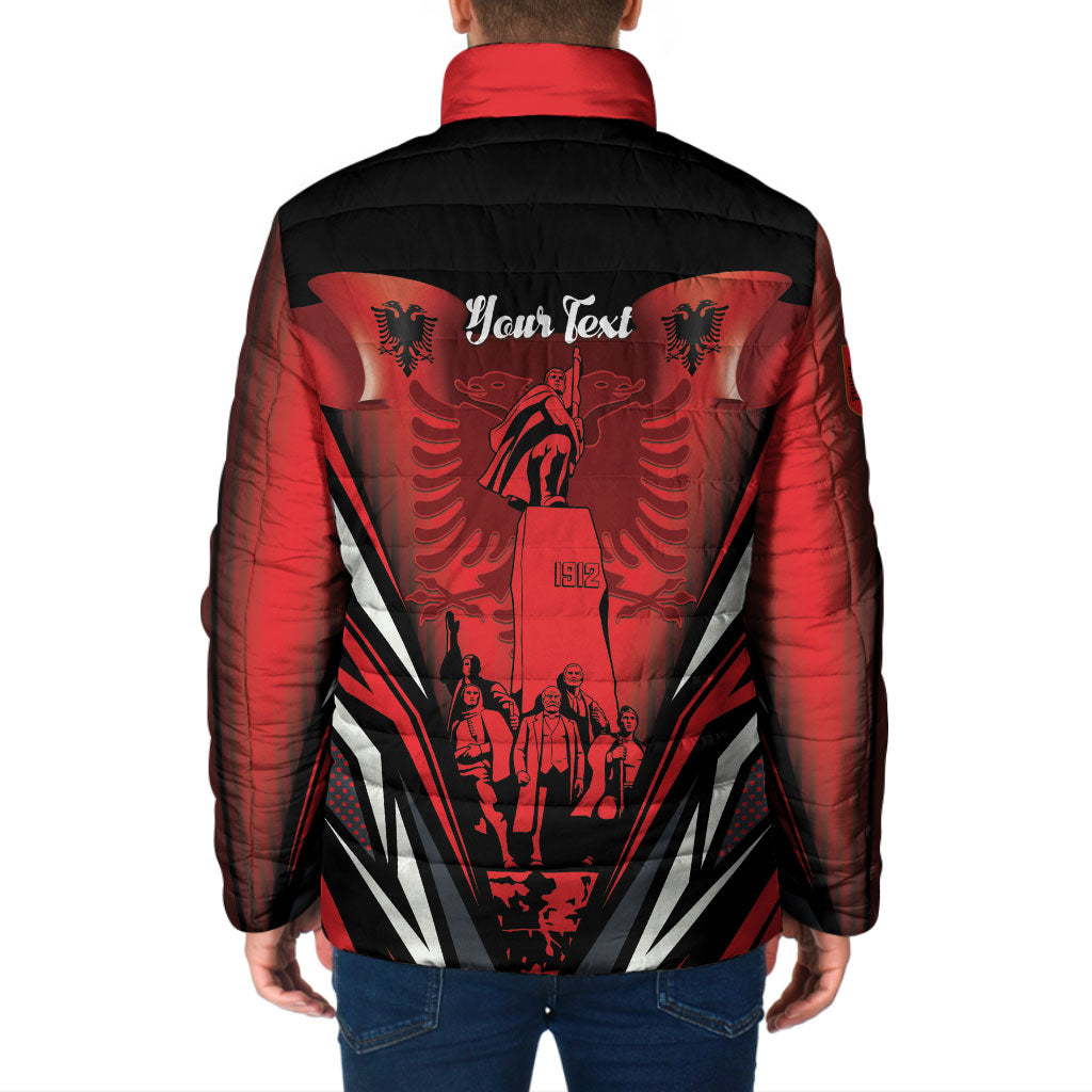 Dita e Flamurit Albania Personalised Padded Jacket Independence Monument Black Double-headed Eagle