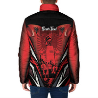 Dita e Flamurit Albania Personalised Padded Jacket Independence Monument Black Double-headed Eagle