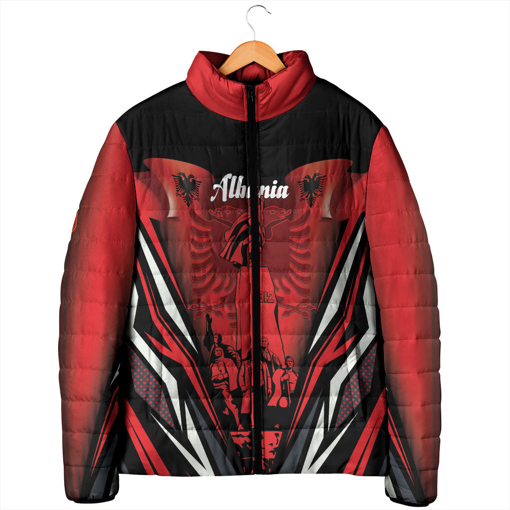 Dita e Flamurit Albania Personalised Padded Jacket Independence Monument Black Double-headed Eagle