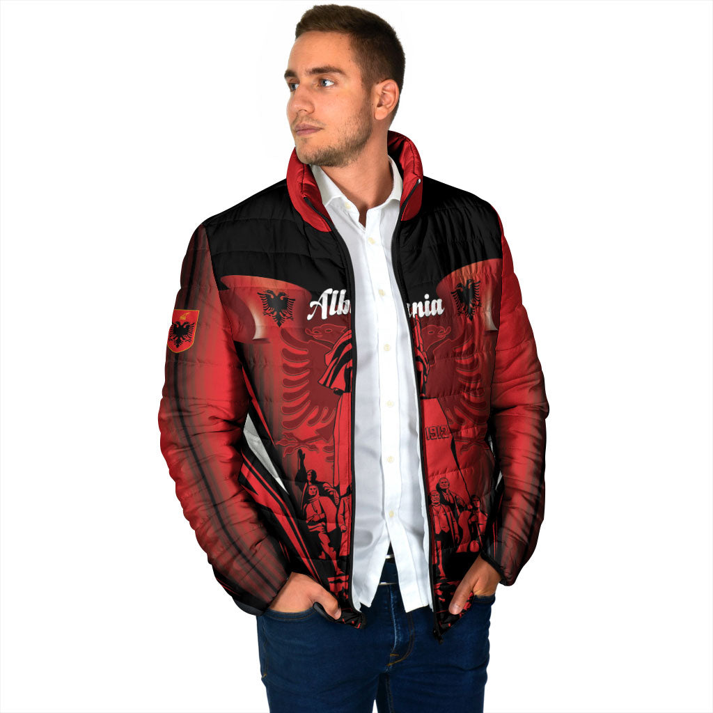 Dita e Flamurit Albania Personalised Padded Jacket Independence Monument Black Double-headed Eagle