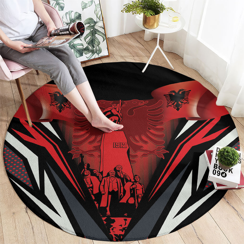 Dita e Flamurit Albania Round Carpet Independence Monument Black Double-headed Eagle