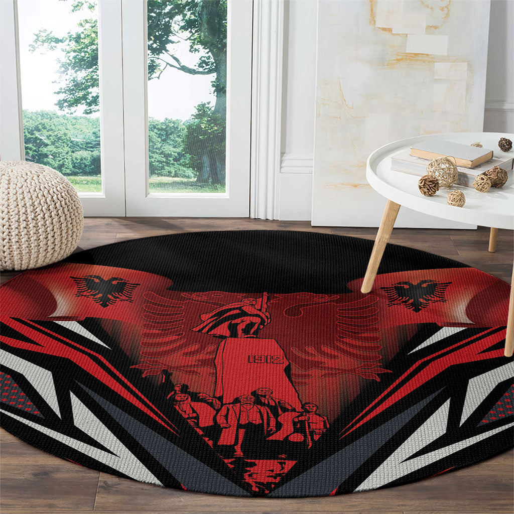 Dita e Flamurit Albania Round Carpet Independence Monument Black Double-headed Eagle