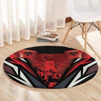Dita e Flamurit Albania Round Carpet Independence Monument Black Double-headed Eagle