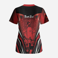 Dita e Flamurit Albania Personalised Scrub Top Independence Monument Black Double-headed Eagle
