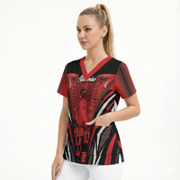 Dita e Flamurit Albania Personalised Scrub Top Independence Monument Black Double-headed Eagle