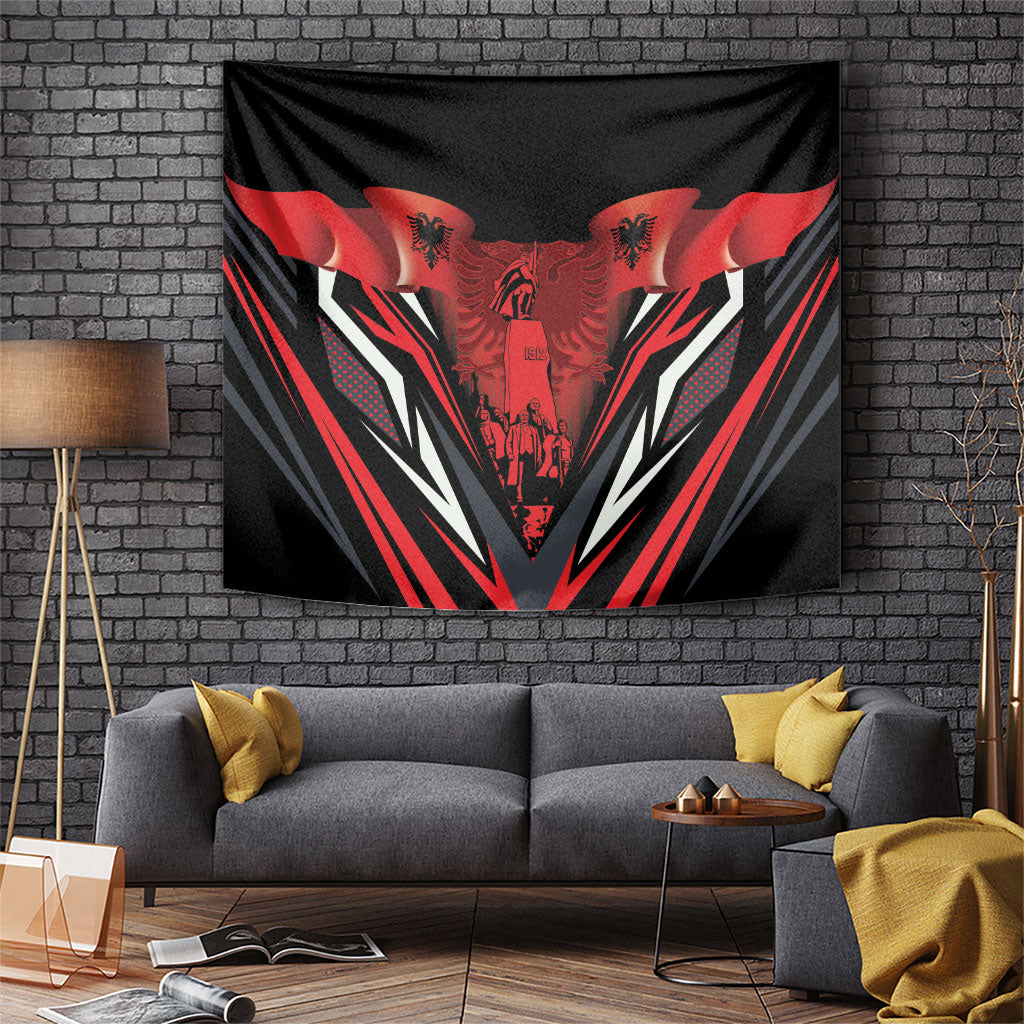 Dita e Flamurit Albania Tapestry Independence Monument Black Double-headed Eagle