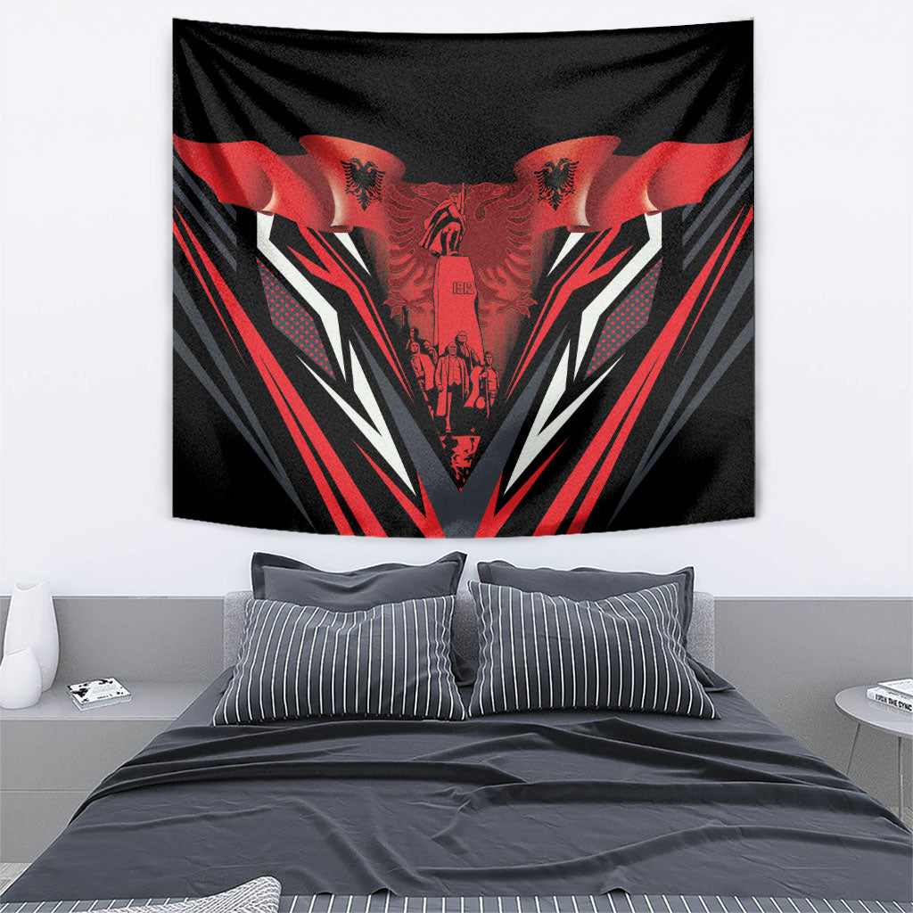 Dita e Flamurit Albania Tapestry Independence Monument Black Double-headed Eagle
