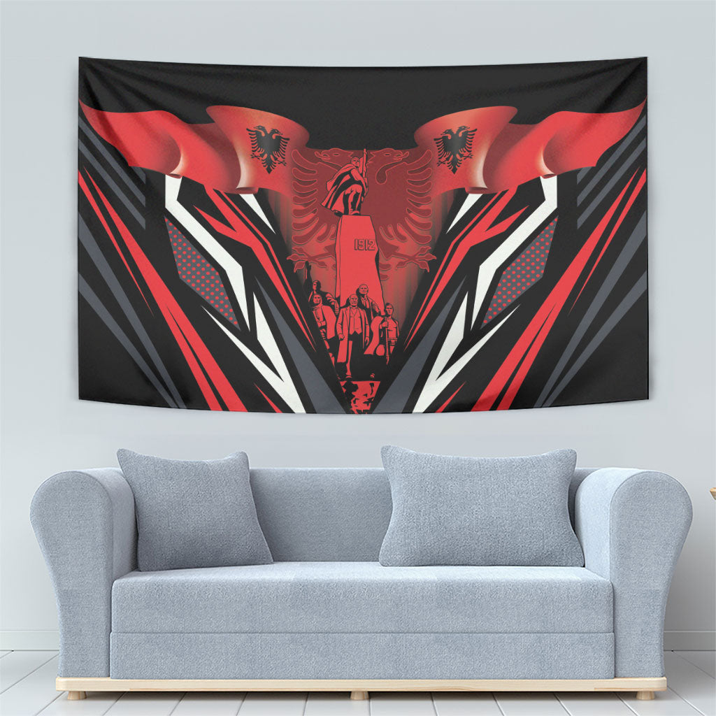 Dita e Flamurit Albania Tapestry Independence Monument Black Double-headed Eagle