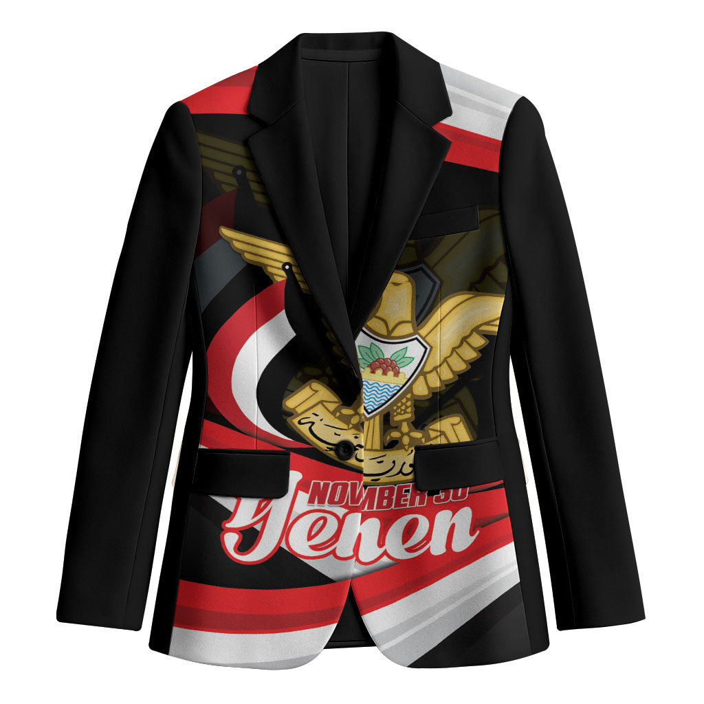 Personalised Yemen Independence Day Blazer Happy November 30 Coat Of Arms Curve Flag