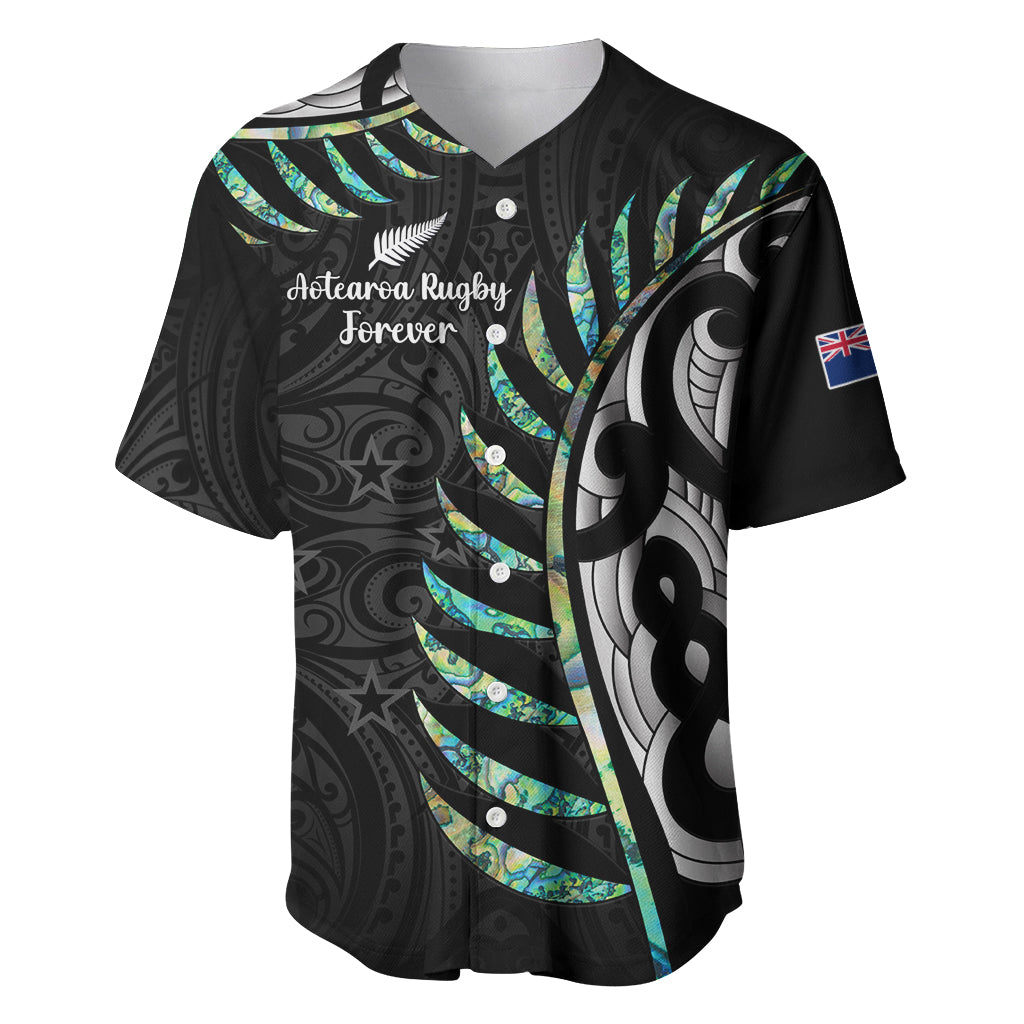 Personalised New Zealand Silver Fern Rugby Baseball Jersey Paua Shell With Champions Trophy History NZ Forever - Wonder Print Shop