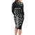 Personalised New Zealand Silver Fern Rugby Long Sleeve Bodycon Dress Paua Shell With Champions Trophy History NZ Forever - Wonder Print Shop