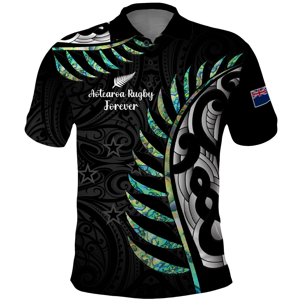 Personalised New Zealand Silver Fern Rugby Polo Shirt Paua Shell With Champions Trophy History NZ Forever - Wonder Print Shop