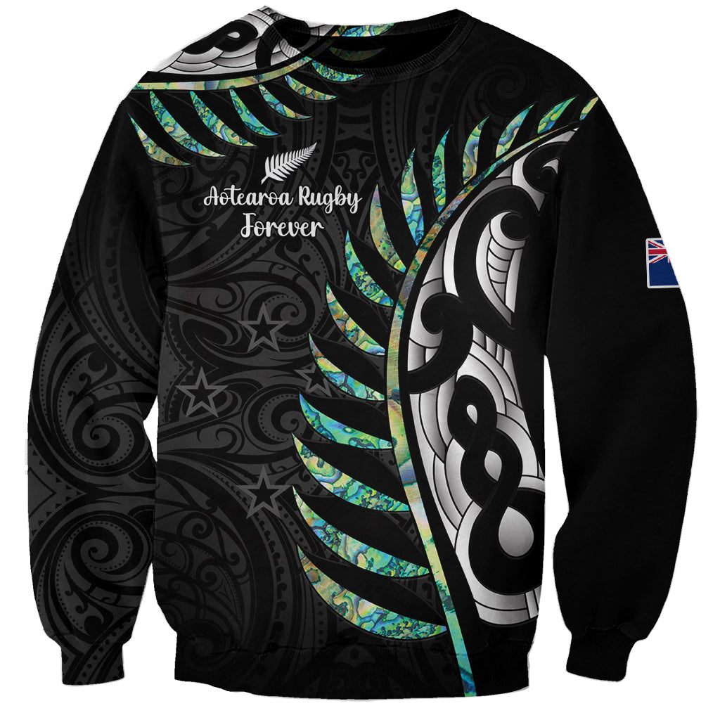 Personalised New Zealand Silver Fern Rugby Sweatshirt Paua Shell With Champions Trophy History NZ Forever - Wonder Print Shop