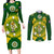 Australia Cricket Couples Matching Long Sleeve Bodycon Dress and Long Sleeve Button Shirt 2023 World Cup 6th Champions Trophy National Color - Wonder Print Shop