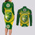 Australia Cricket Couples Matching Long Sleeve Bodycon Dress and Long Sleeve Button Shirt 2023 World Cup 6th Champions Trophy National Color - Wonder Print Shop