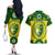 Australia Cricket Couples Matching Off The Shoulder Long Sleeve Dress and Hawaiian Shirt 2023 World Cup 6th Champions Trophy National Color - Wonder Print Shop