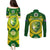 Australia Cricket Couples Matching Puletasi Dress and Long Sleeve Button Shirt 2023 World Cup 6th Champions Trophy National Color - Wonder Print Shop