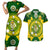 Australia Cricket Couples Matching Short Sleeve Bodycon Dress and Hawaiian Shirt 2023 World Cup 6th Champions Trophy National Color - Wonder Print Shop