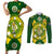 Australia Cricket Couples Matching Short Sleeve Bodycon Dress and Long Sleeve Button Shirt 2023 World Cup 6th Champions Trophy National Color - Wonder Print Shop