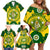 Australia Cricket Family Matching Off Shoulder Short Dress and Hawaiian Shirt 2023 World Cup 6th Champions Trophy National Color - Wonder Print Shop