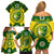 Australia Cricket Family Matching Off Shoulder Short Dress and Hawaiian Shirt 2023 World Cup 6th Champions Trophy National Color - Wonder Print Shop