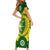 Australia Cricket Family Matching Short Sleeve Bodycon Dress and Hawaiian Shirt 2023 World Cup 6th Champions Trophy National Color - Wonder Print Shop