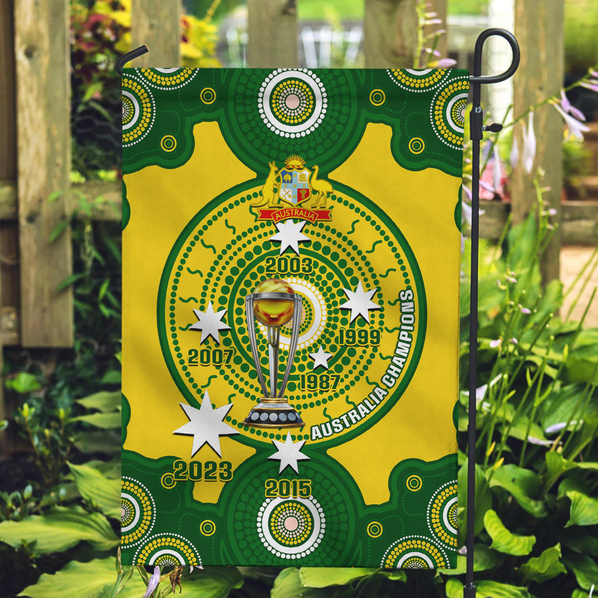 Australia Cricket Garden Flag 2023 World Cup 6th Champions Trophy National Color - Wonder Print Shop