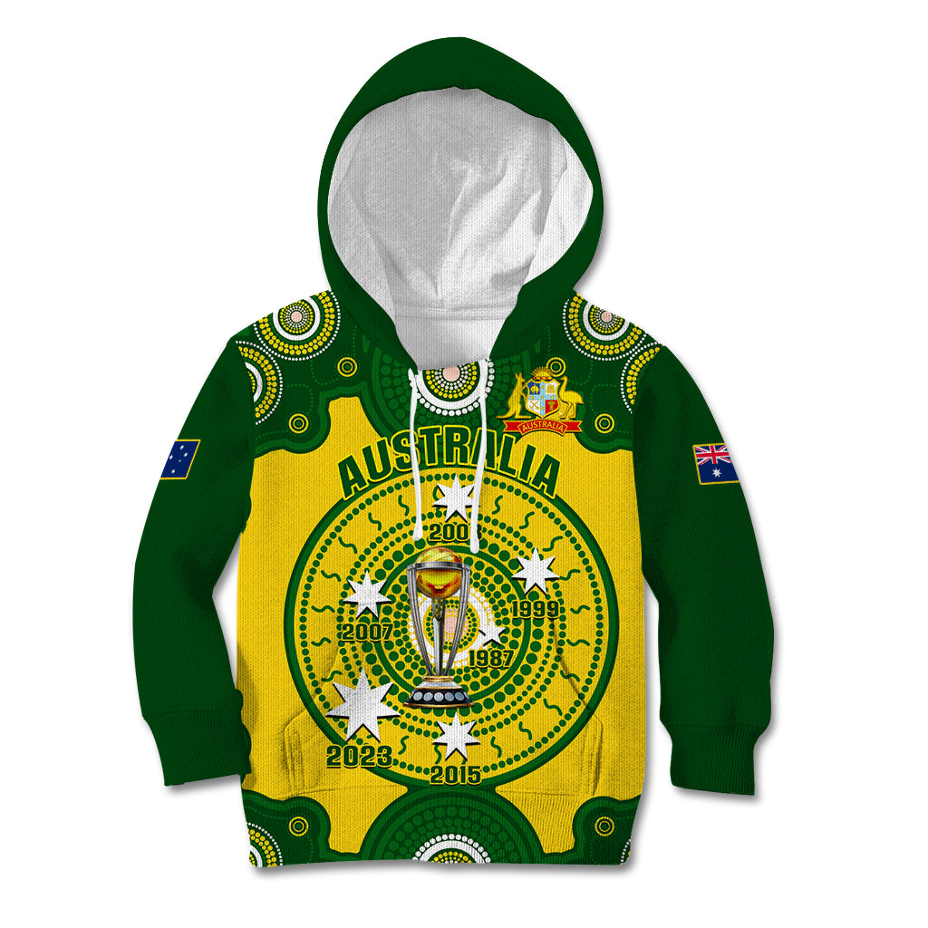 Australia Cricket Kid Hoodie 2023 World Cup 6th Champions Trophy National Color - Wonder Print Shop