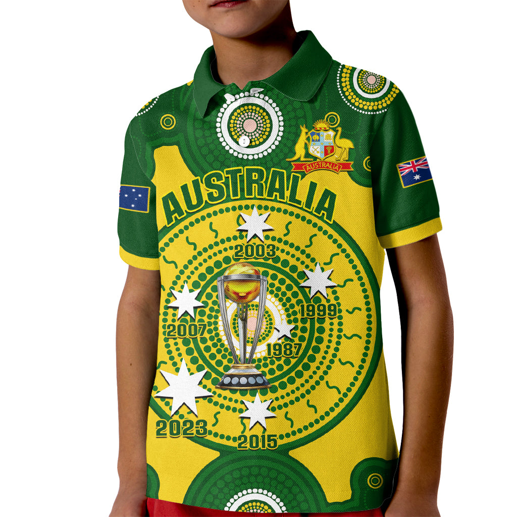 Australia Cricket Kid Polo Shirt 2023 World Cup 6th Champions Trophy National Color - Wonder Print Shop