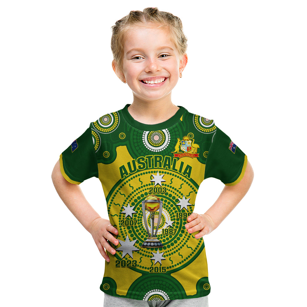 Australia Cricket Kid T Shirt 2023 World Cup 6th Champions Trophy National Color - Wonder Print Shop