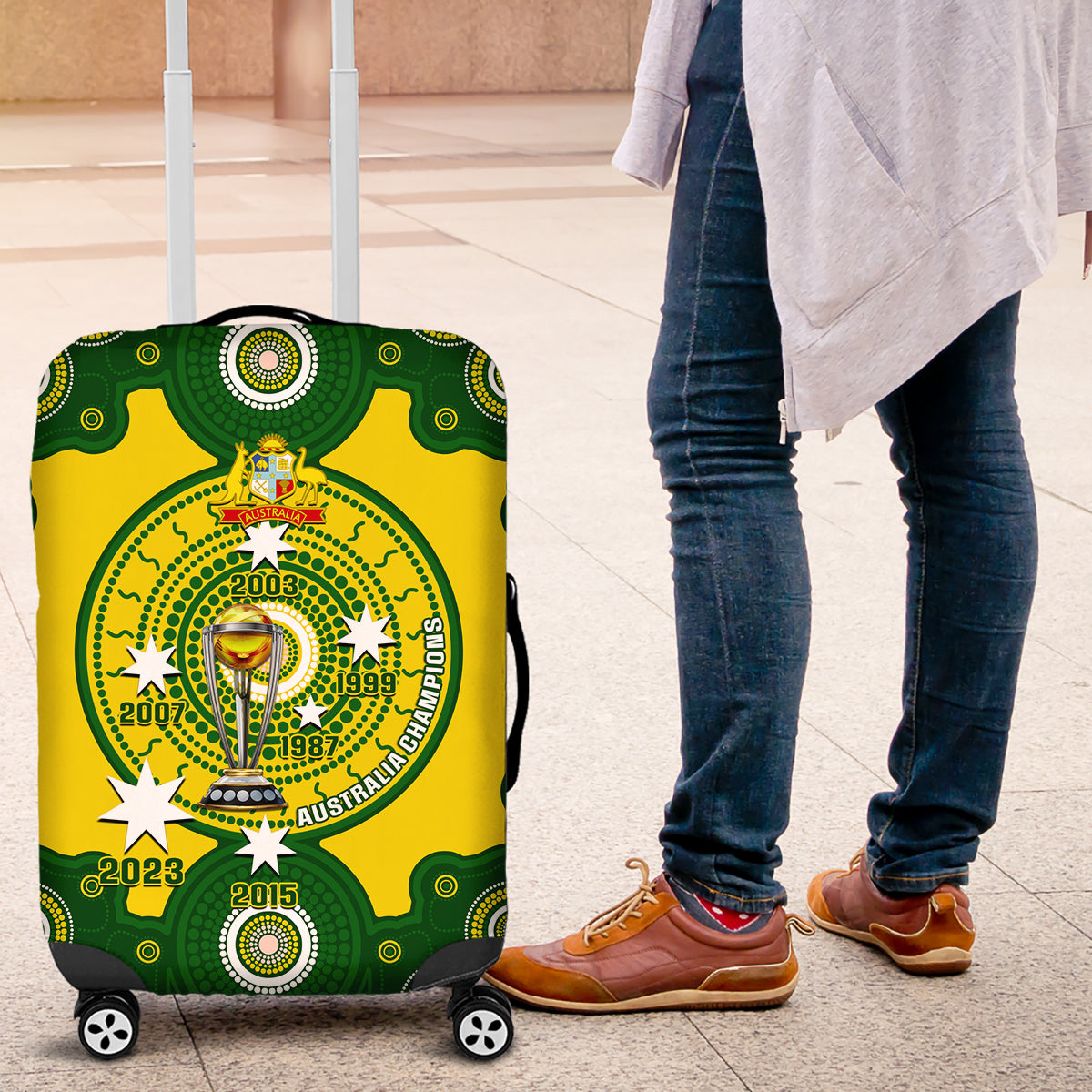 Australia Cricket Luggage Cover 2023 World Cup 6th Champions Trophy National Color - Wonder Print Shop