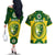 Personalised Australia Cricket Couples Matching Off The Shoulder Long Sleeve Dress and Hawaiian Shirt 2023 World Cup 6th Champions Trophy National Color - Wonder Print Shop