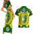 Personalised Australia Cricket Couples Matching Short Sleeve Bodycon Dress and Hawaiian Shirt 2023 World Cup 6th Champions Trophy National Color - Wonder Print Shop