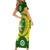 Personalised Australia Cricket Family Matching Short Sleeve Bodycon Dress and Hawaiian Shirt 2023 World Cup 6th Champions Trophy National Color - Wonder Print Shop